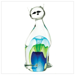 ART GLASS CAT FIGURINE