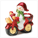 BIKER SNOWMAN TEALIGHT HOLDER