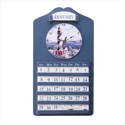 LIGHTHOUSE WALL CLOCK AND CALENDAR