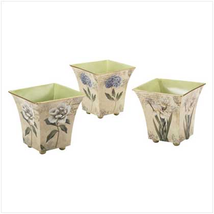 3 FLOWER PRINT POT SET