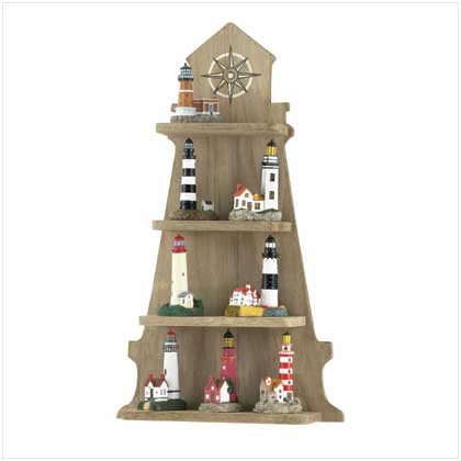DISPLAY SHELF W/8 LIGHTHOUSE FIG